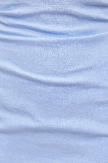 Dynamite Linen Off Shoulder Mini Dress Blue