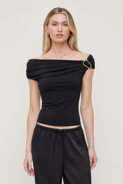 Dynamite Sculpt Buckle Detail Top Black