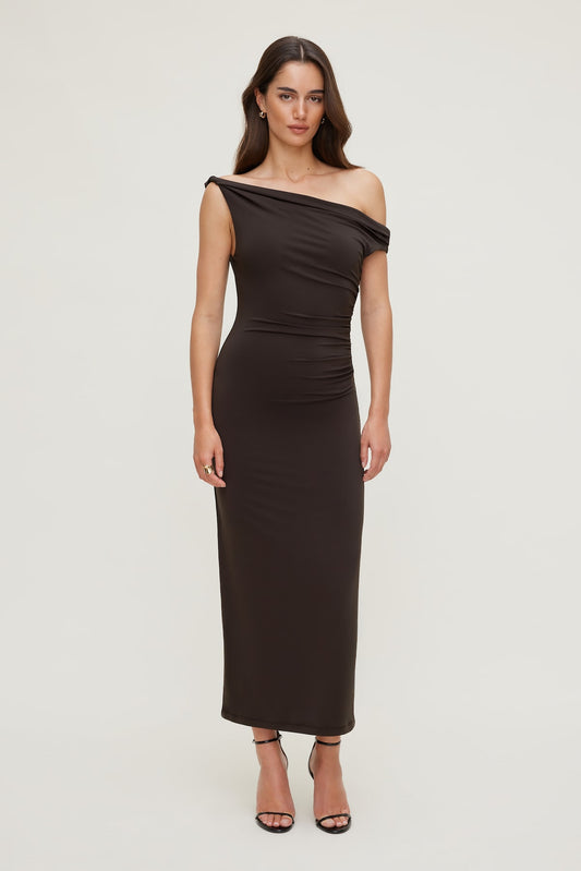 Dynamite Jayde Sculpt Maxi Dress Brown