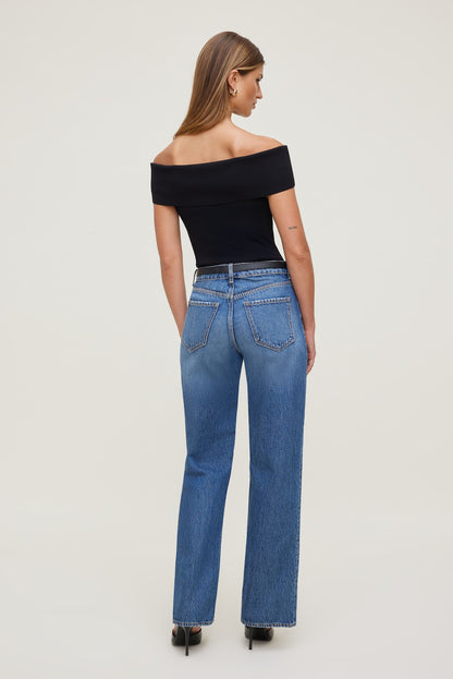 Dynamite Rib Knit Off Shoulder Sweater Black