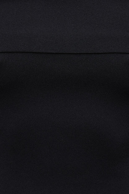 Dynamite Rib Knit Off Shoulder Sweater Black