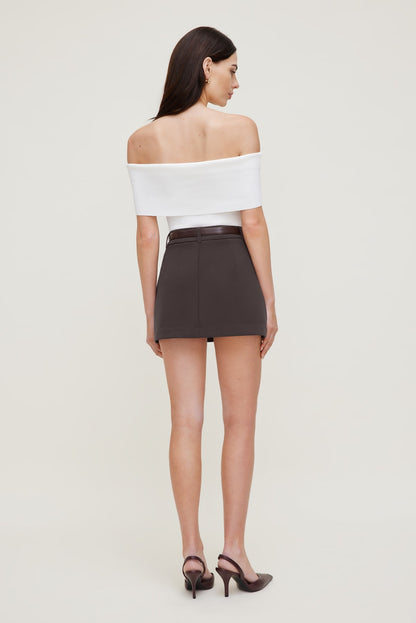 Dynamite Rib Knit Off Shoulder Sweater White