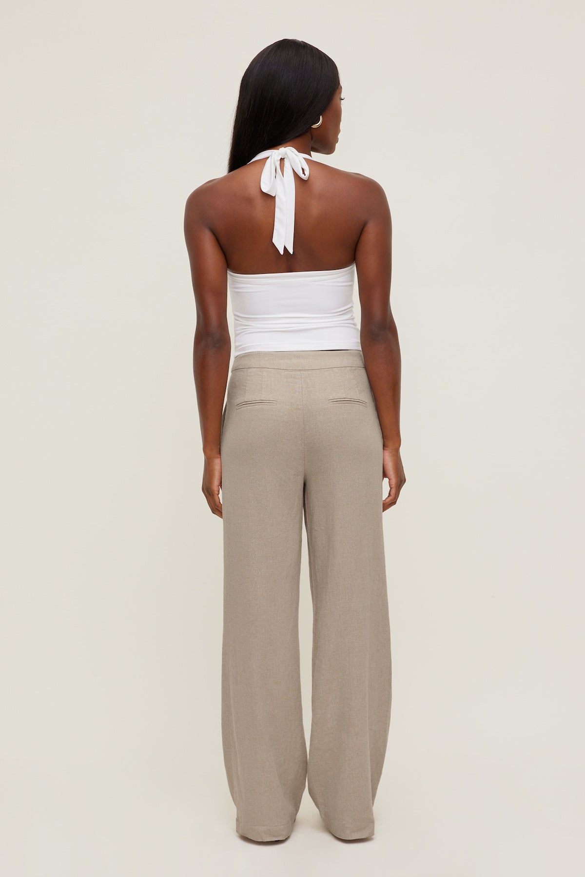 Dynamite Yasmin Linen Straight Leg Pants Beige
