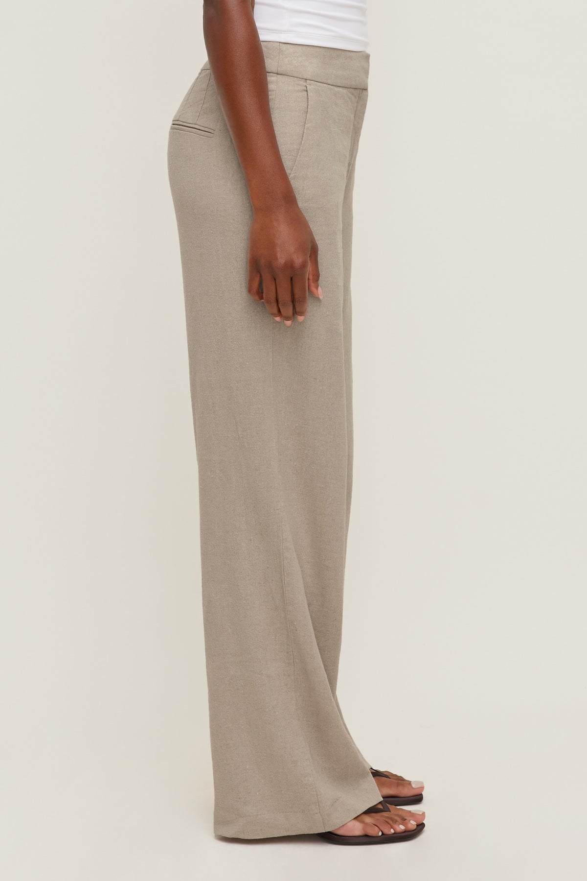 Dynamite Yasmin Linen Straight Leg Pants Beige