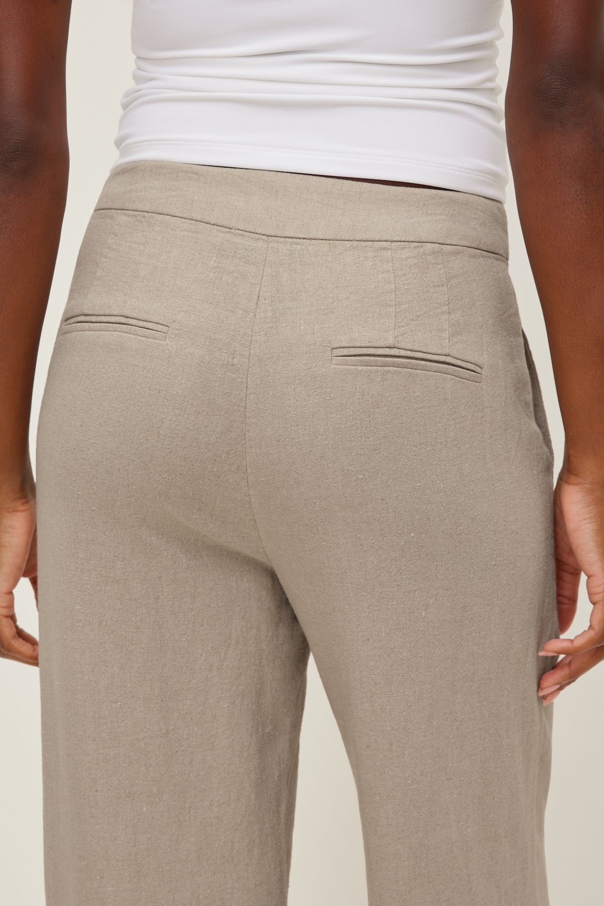 Dynamite Yasmin Linen Straight Leg Pants Beige