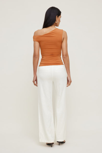 Dynamite Yasmin Linen Straight Leg Pants White