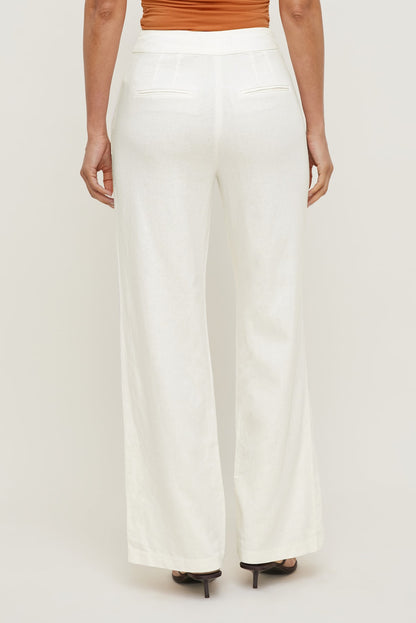 Dynamite Yasmin Linen Straight Leg Pants White