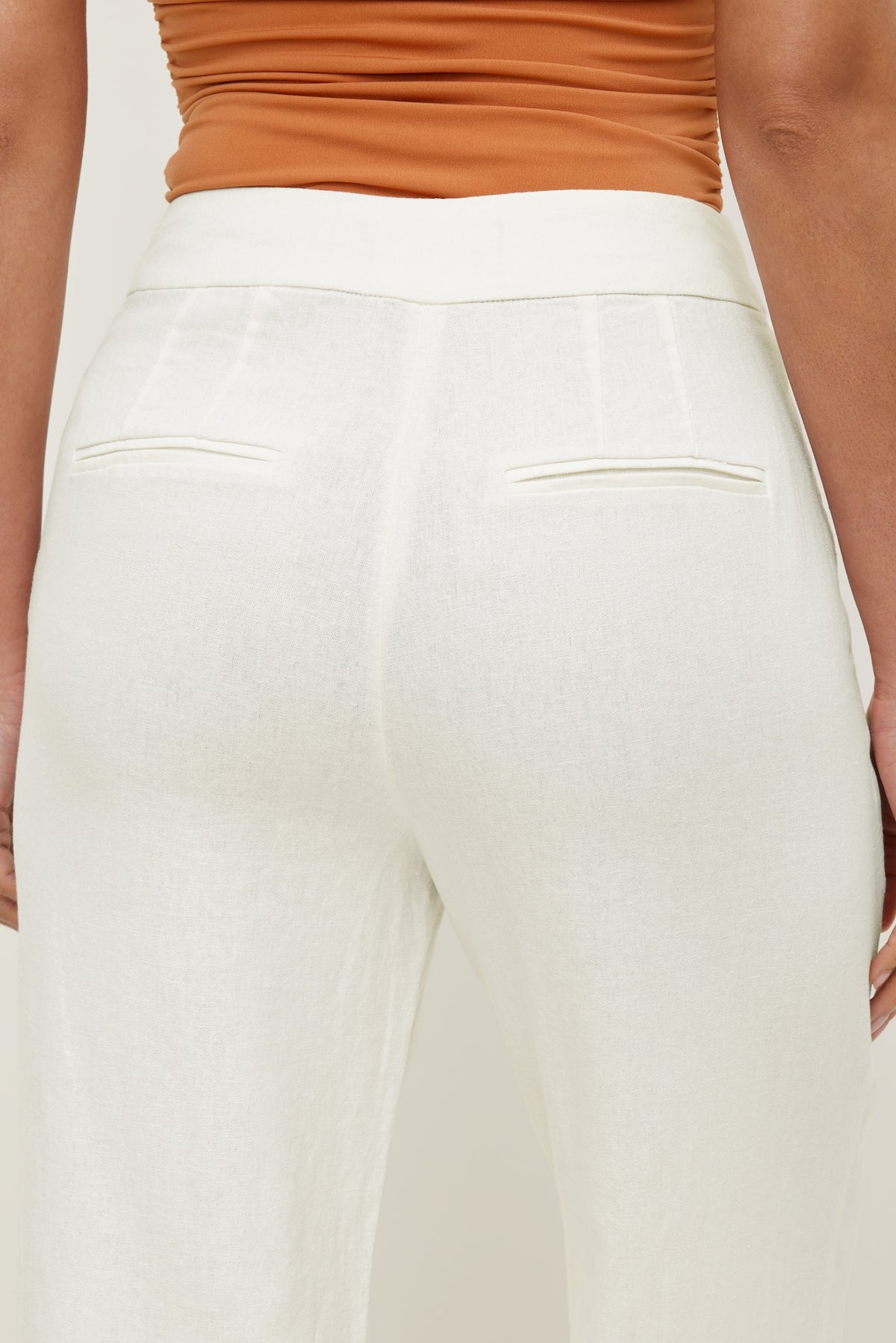 Dynamite Yasmin Linen Straight Leg Pants White