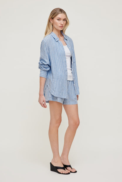 Dynamite Oversized Linen Shirt Blue