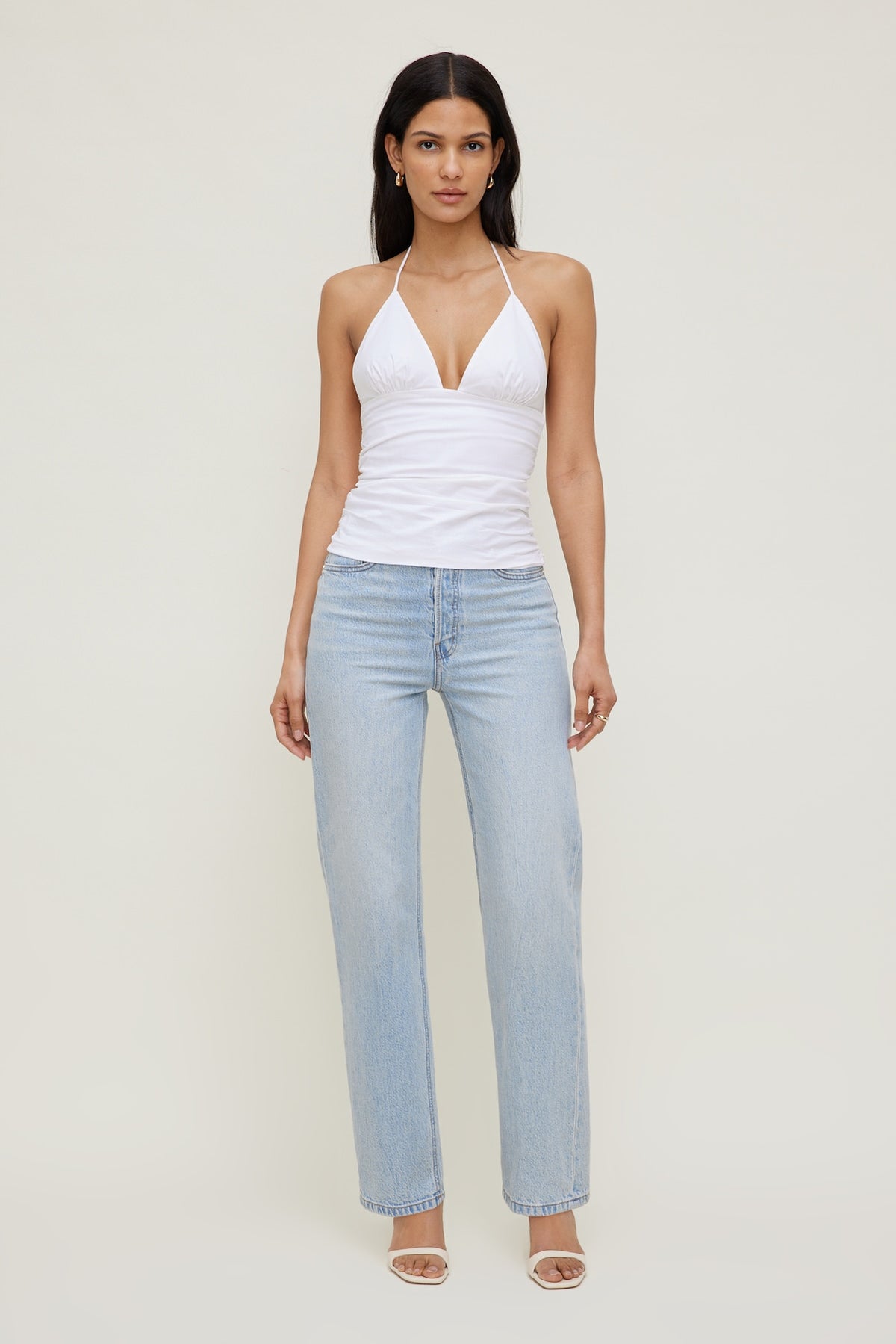 Dynamite Poplin Halter Top White