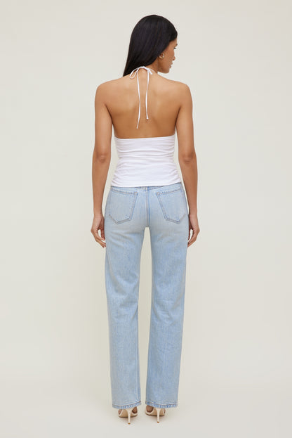 Dynamite Poplin Halter Top White