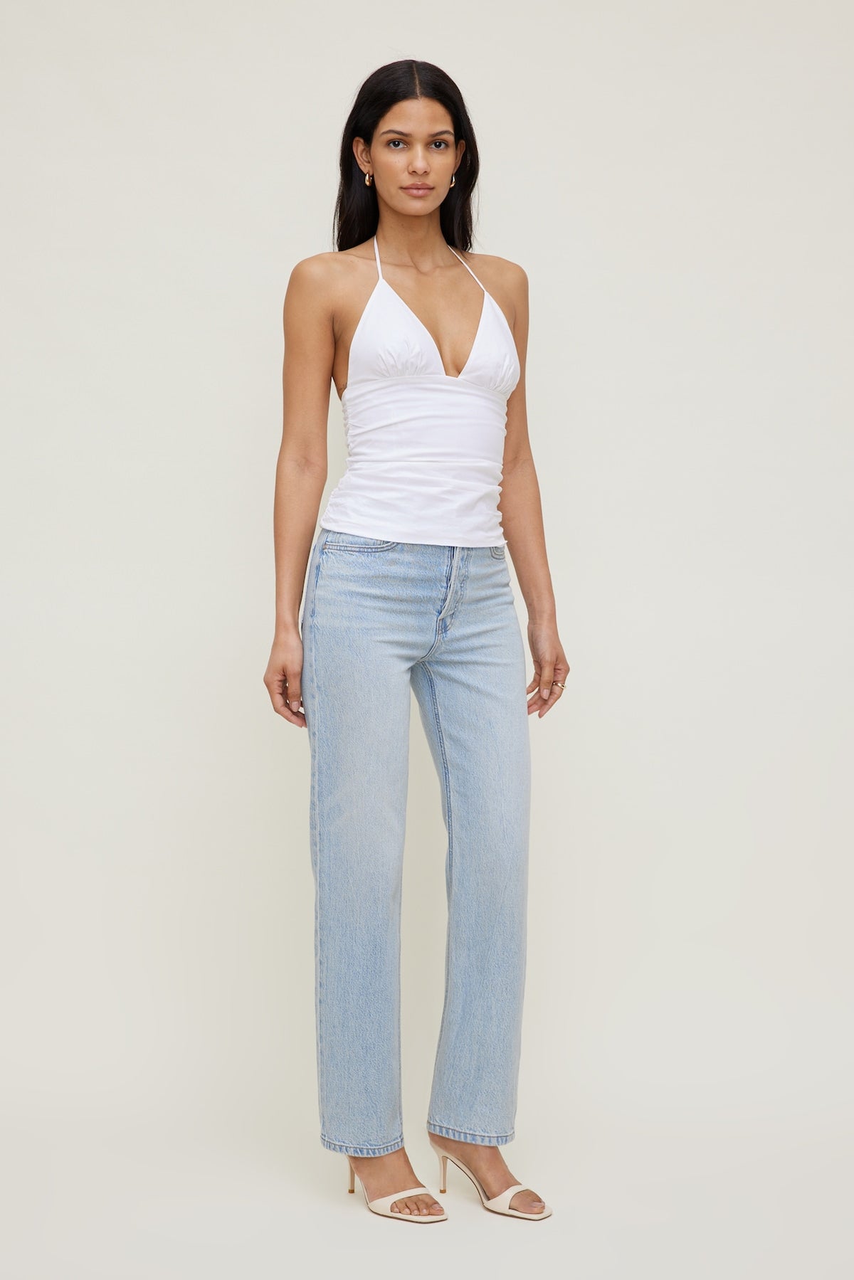 Dynamite Poplin Halter Top White