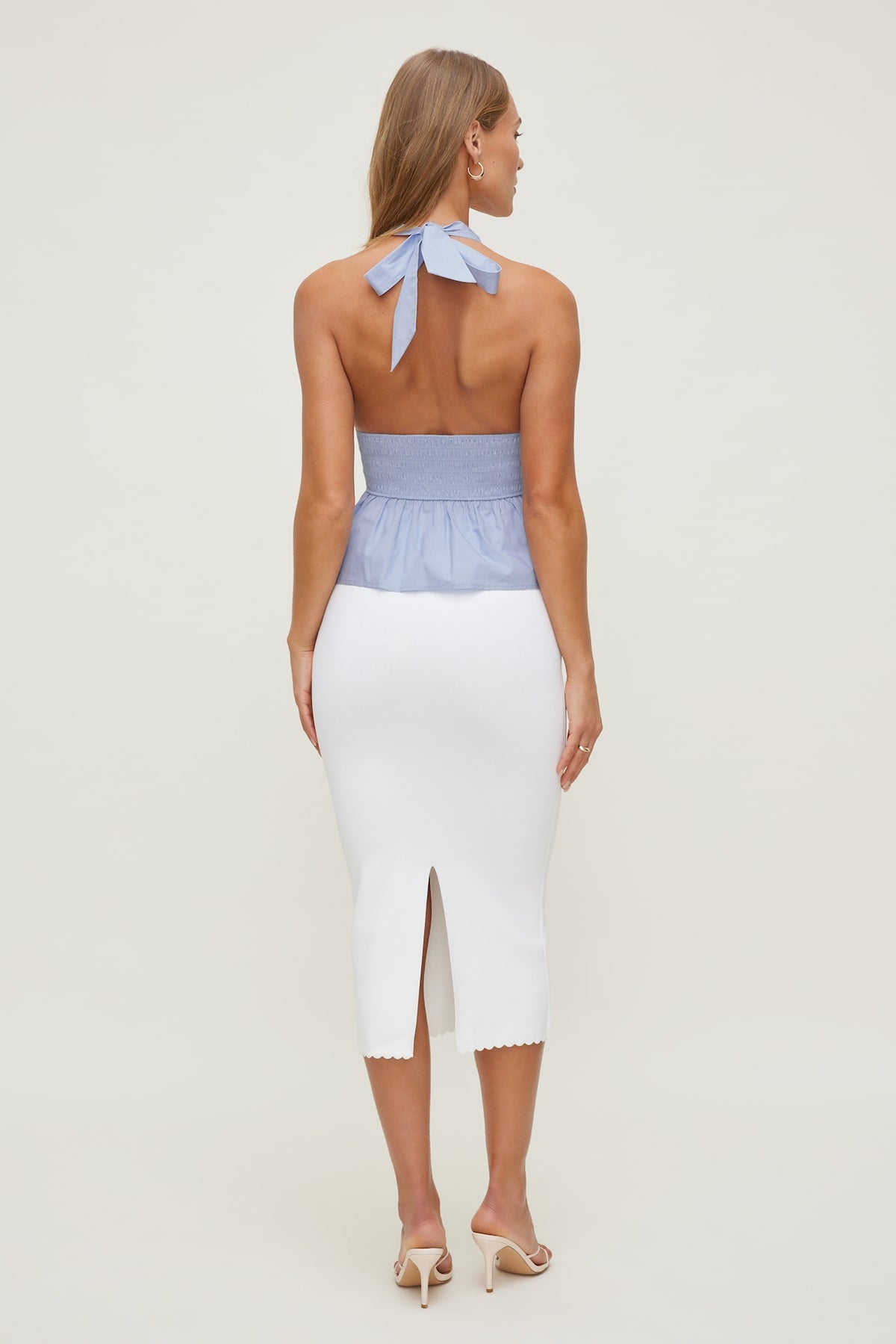 Dynamite Poplin Halter Top Blue