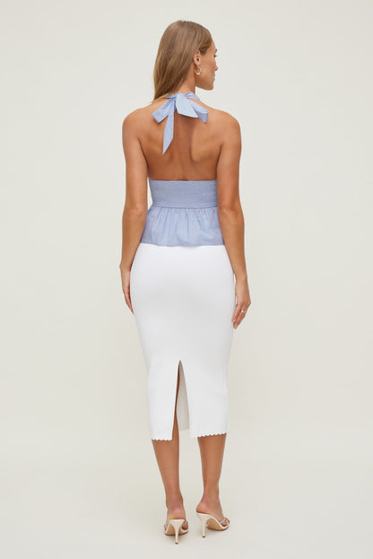 Dynamite Poplin Halter Top Blue