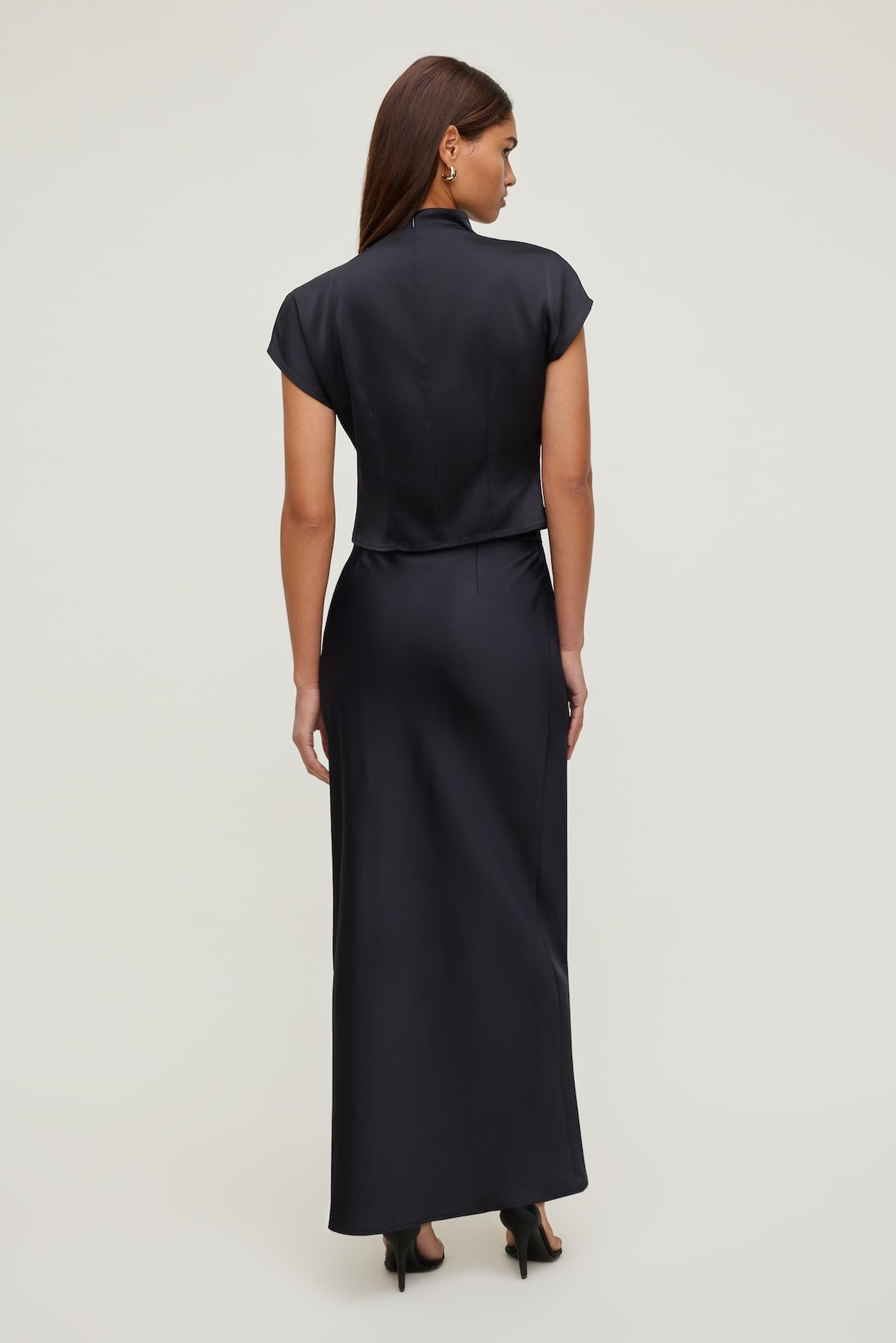 Dynamite Ella Layered Satin Blouse Black