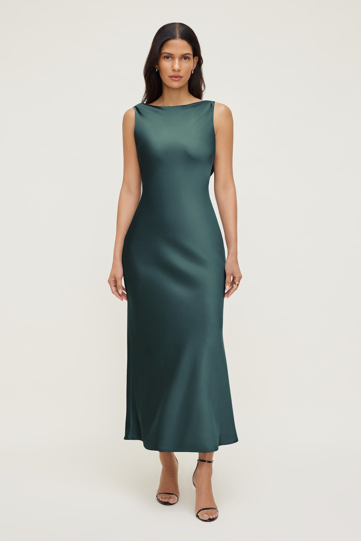 Dynamite Nora Satin Maxi Slip Dress Green