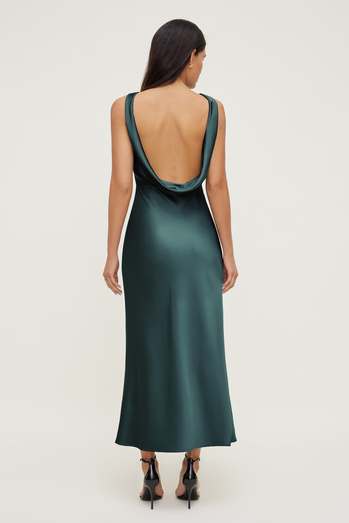 Dynamite Nora Satin Maxi Slip Dress Green