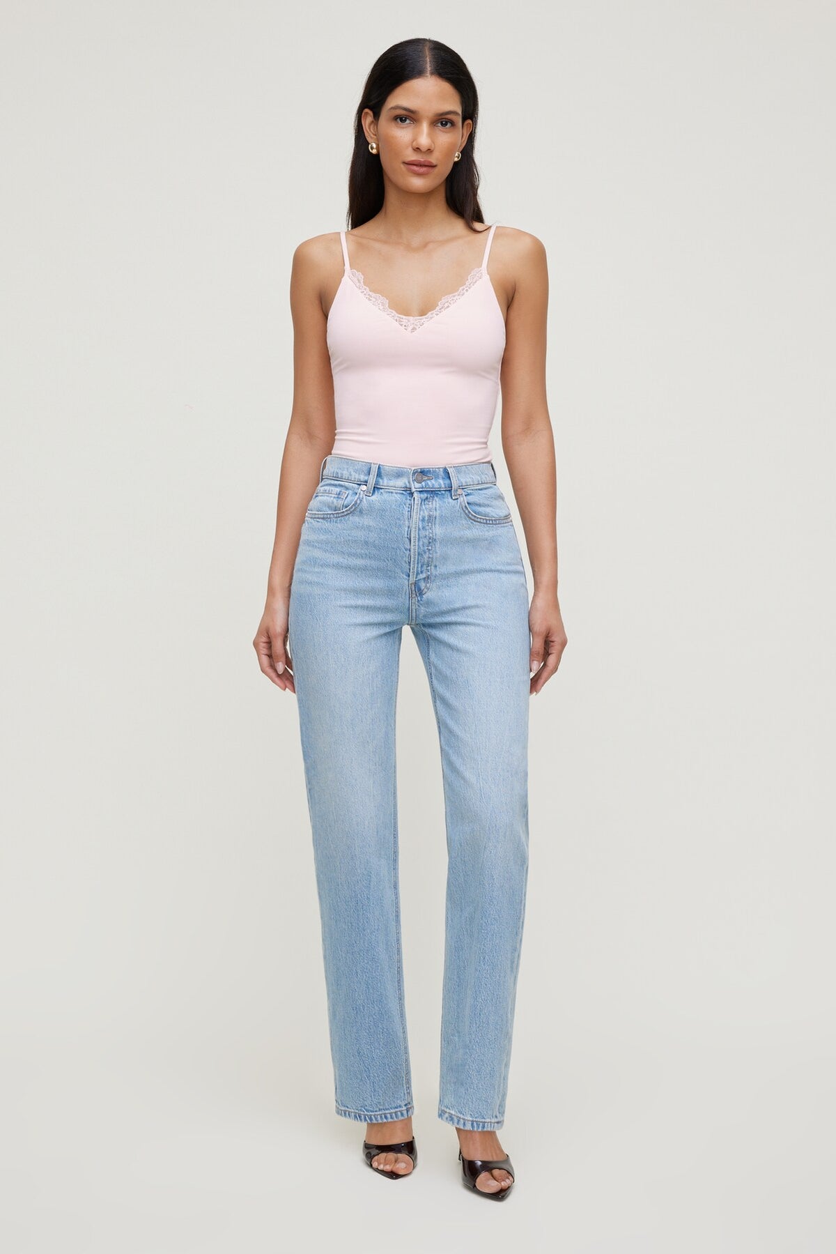 Dynamite Sculpt Lace Trim Cami Top Pink
