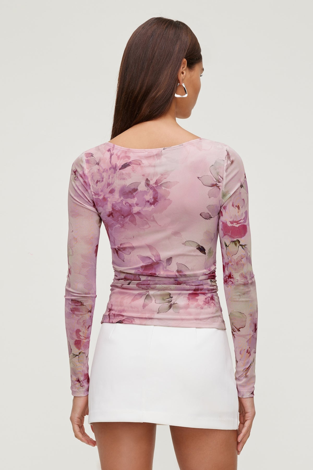 Dynamite Stella Long Sleeve Mesh Top Pink