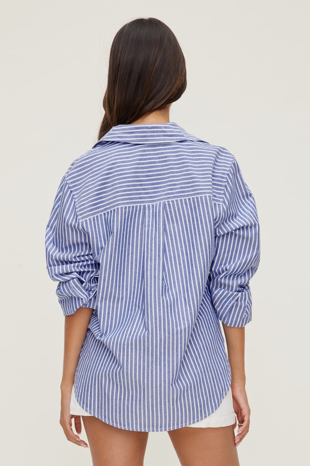 Dynamite Striped Poplin Shirt Blue