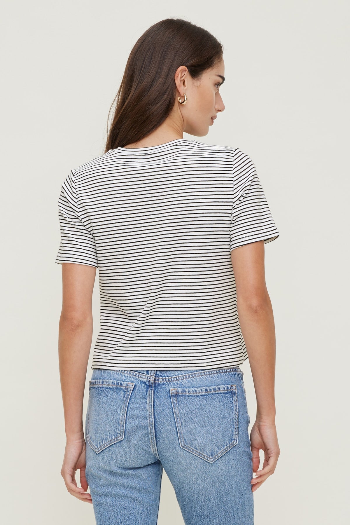 Dynamite Everyday Striped Heavy Cotton T Shirt White