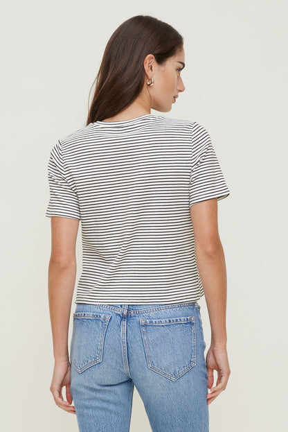 Dynamite Everyday Striped Heavy Cotton T Shirt White