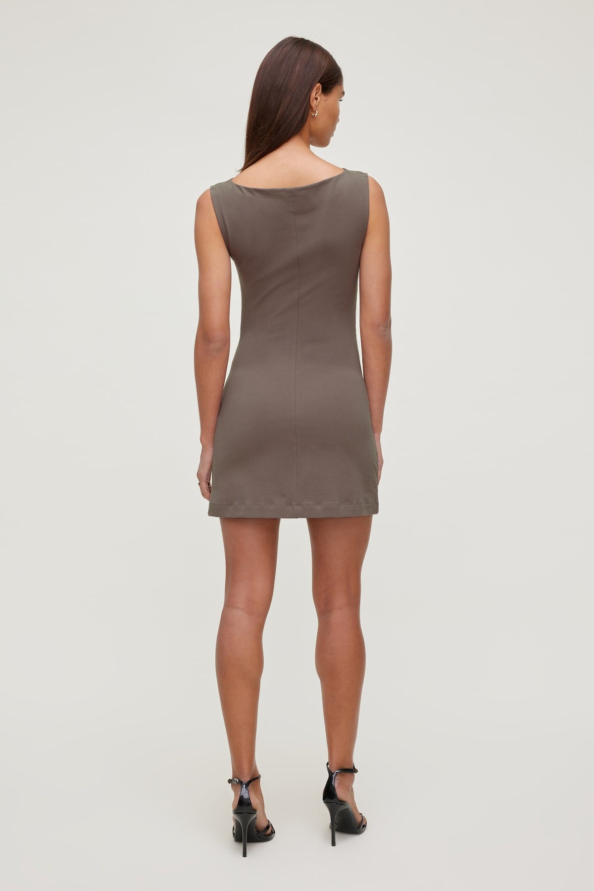 Dynamite Katia Ruched Jersey Mini Dress Brown