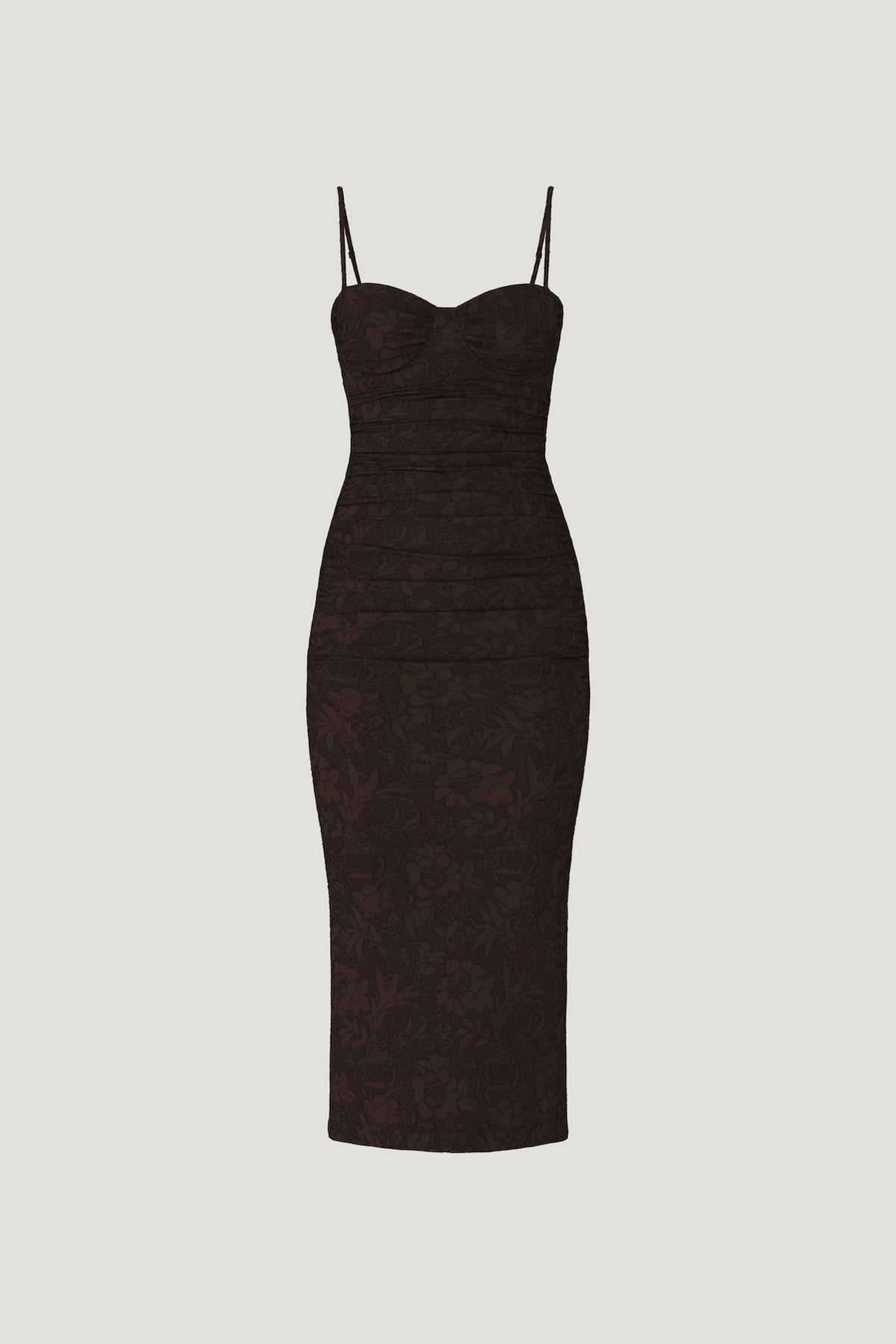 Dynamite Mona Jacquard Midi Dress Brown