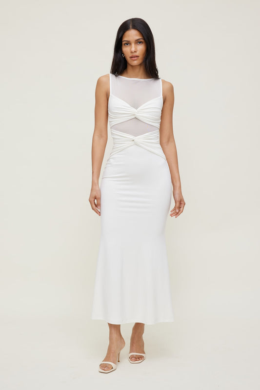 Dynamite Julia Sculpt Maxi Dress White