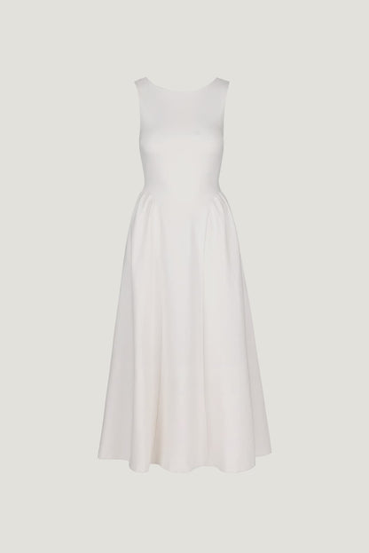 Dynamite Iris Ponte Midi Dress Beige
