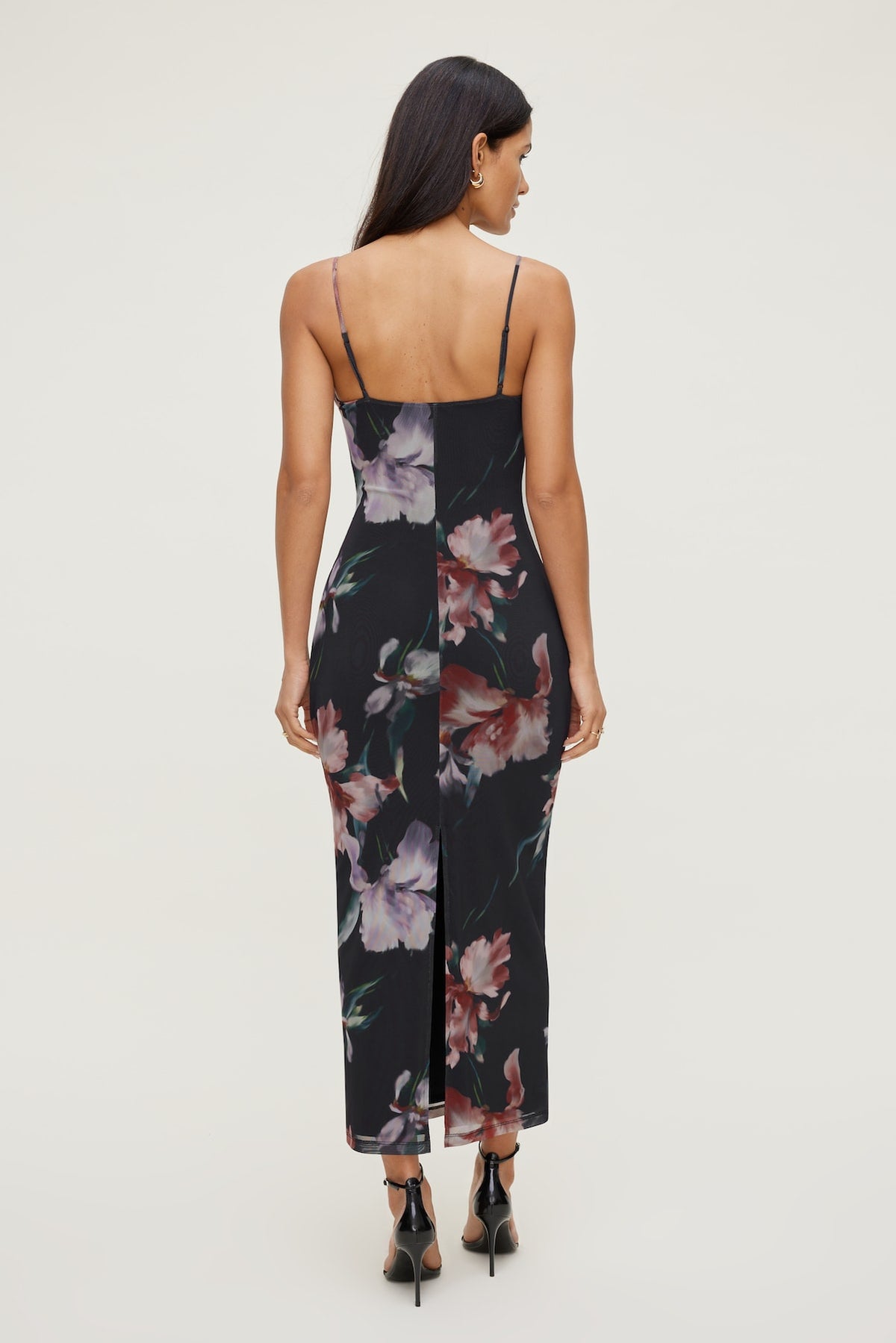 Dynamite Floral Mesh Maxi Dress Black