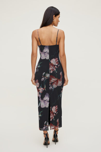 Dynamite Floral Mesh Maxi Dress Black
