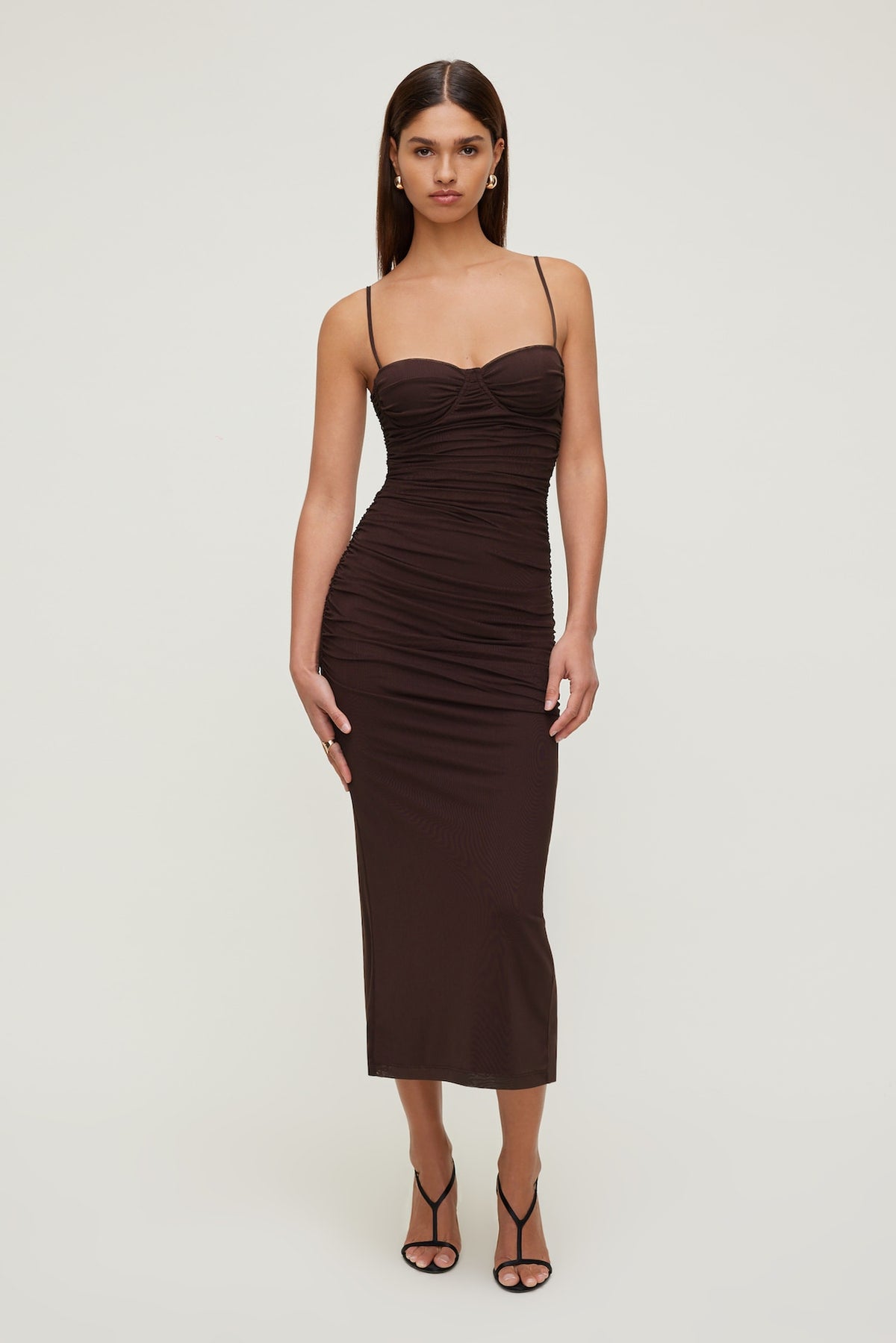 Dynamite Mona Mesh Midi Dress Purple