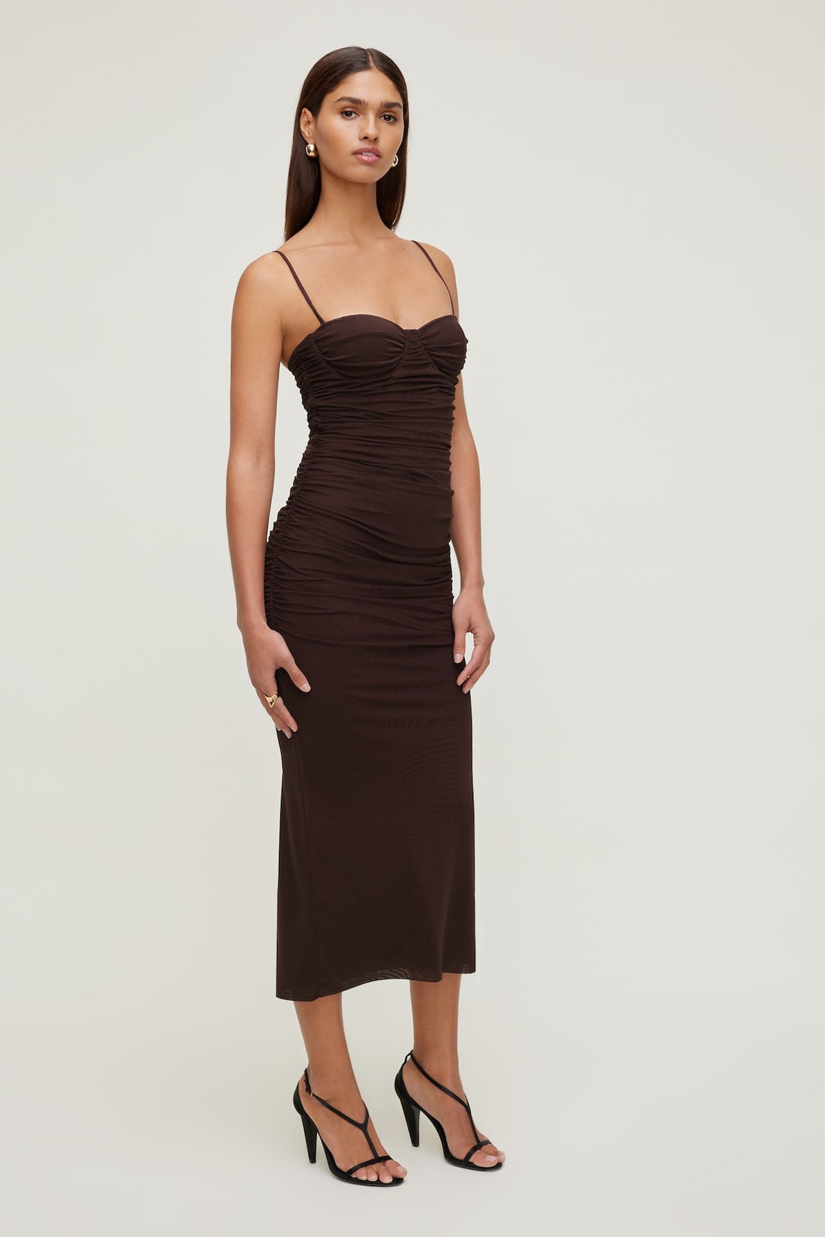 Dynamite Mona Mesh Midi Dress Purple
