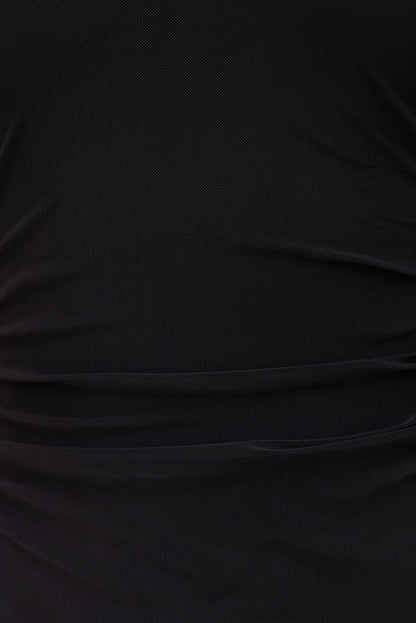 Dynamite Sheer Mesh Halter Maxi Dress Black