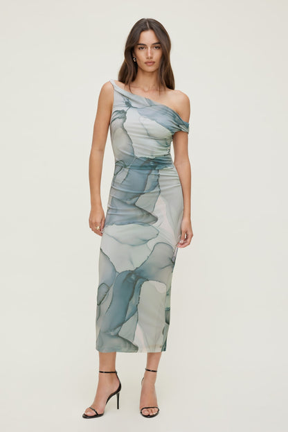 Dynamite Jayde Mesh Maxi Dress Blue