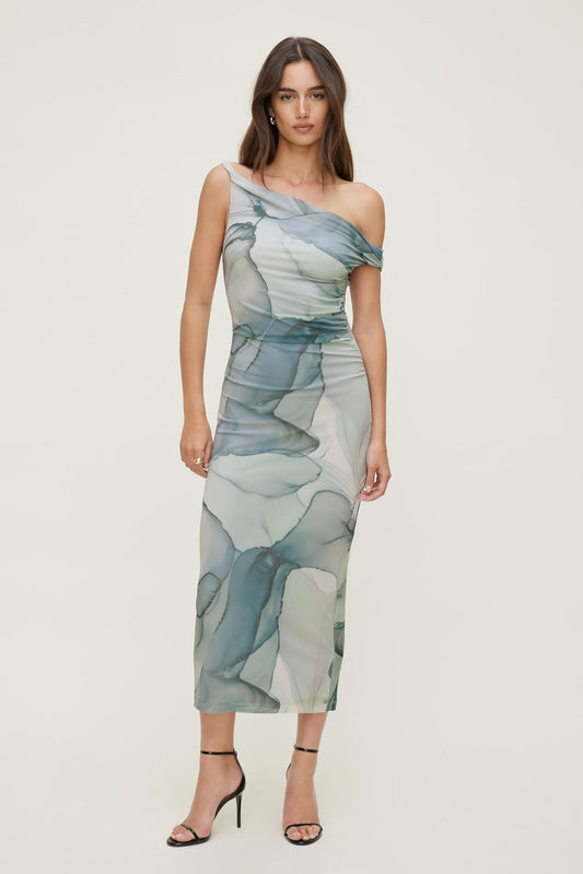Dynamite Jayde Mesh Maxi Dress Blue