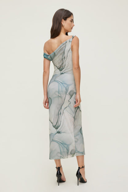 Dynamite Jayde Mesh Maxi Dress Blue