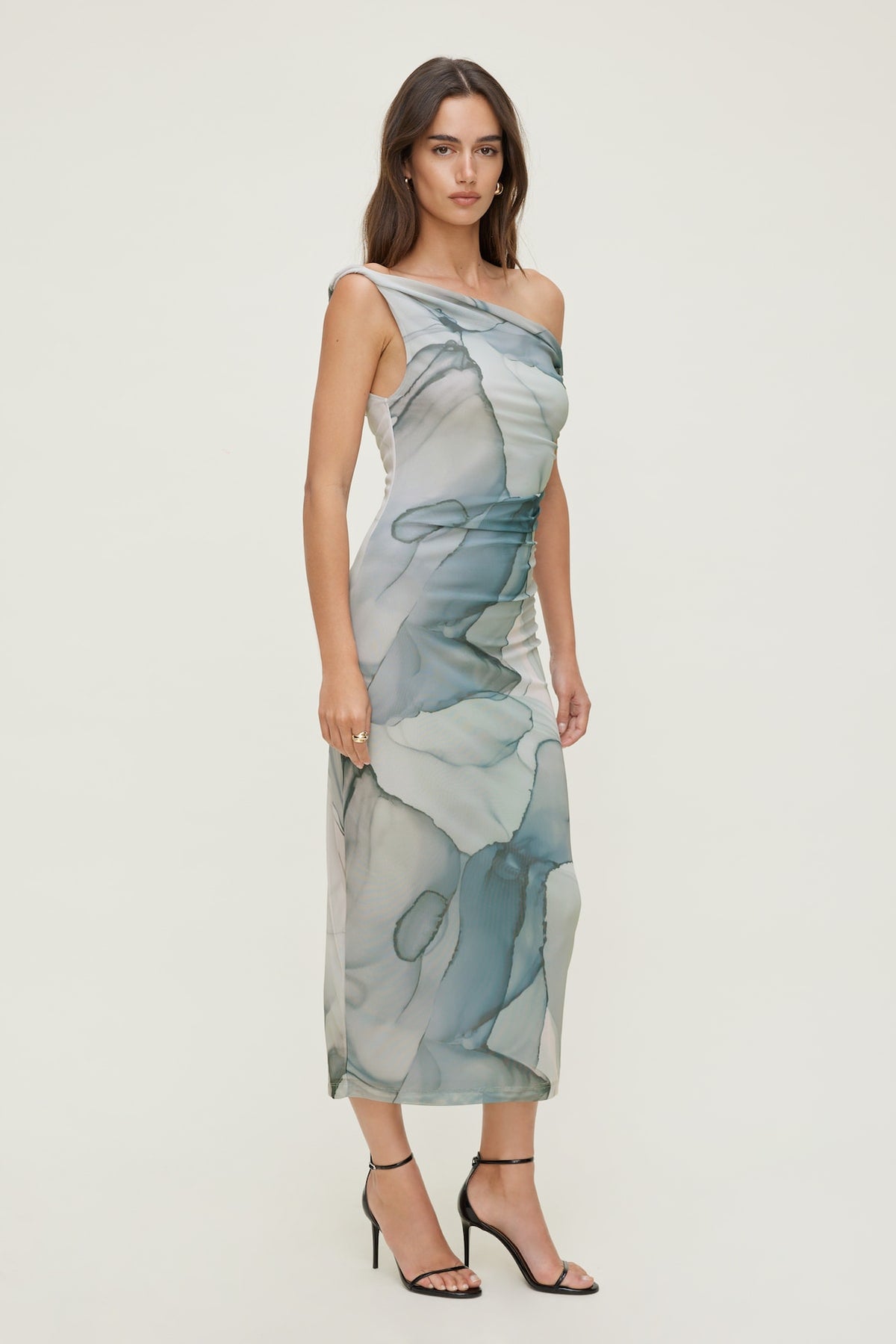 Dynamite Jayde Mesh Maxi Dress Blue