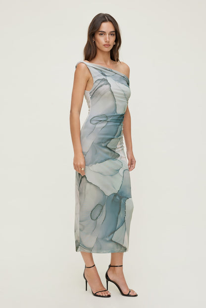 Dynamite Jayde Mesh Maxi Dress Blue