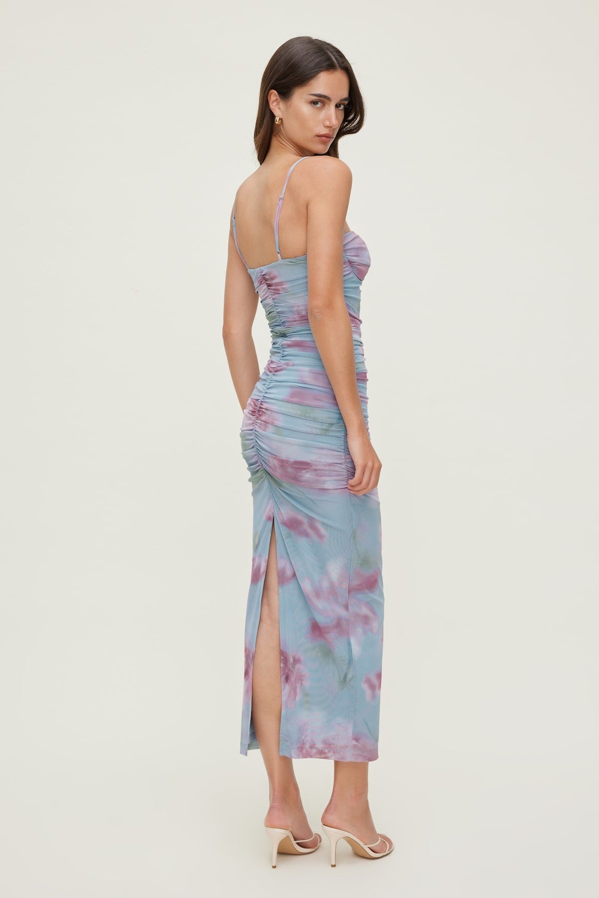 Dynamite Mona Mesh Midi Dress Blue