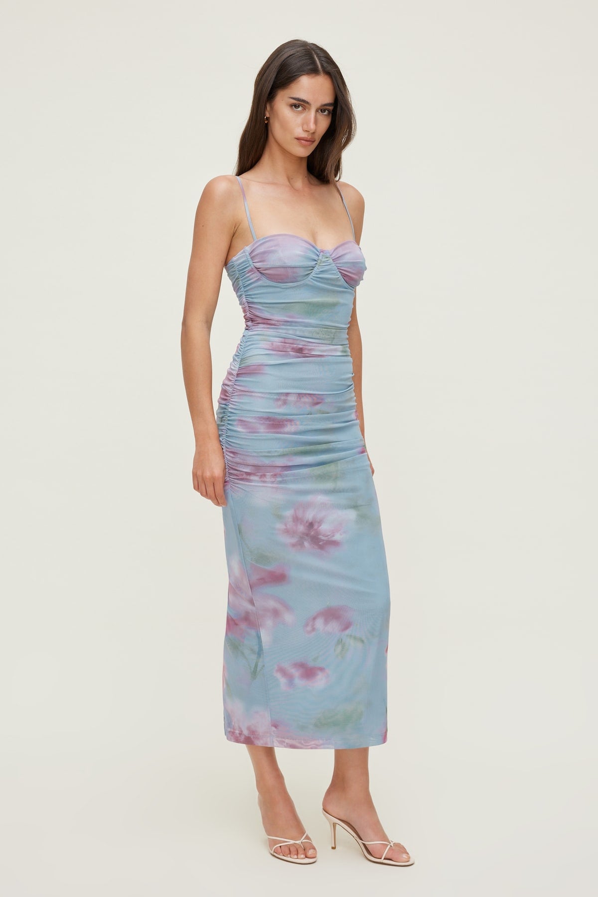 Dynamite Mona Mesh Midi Dress Blue