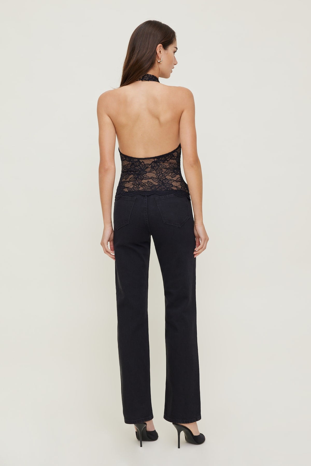 Dynamite Lace Halter Top Black