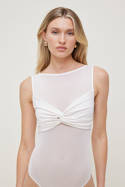 Dynamite Kai Sheer Mesh Bodysuit White