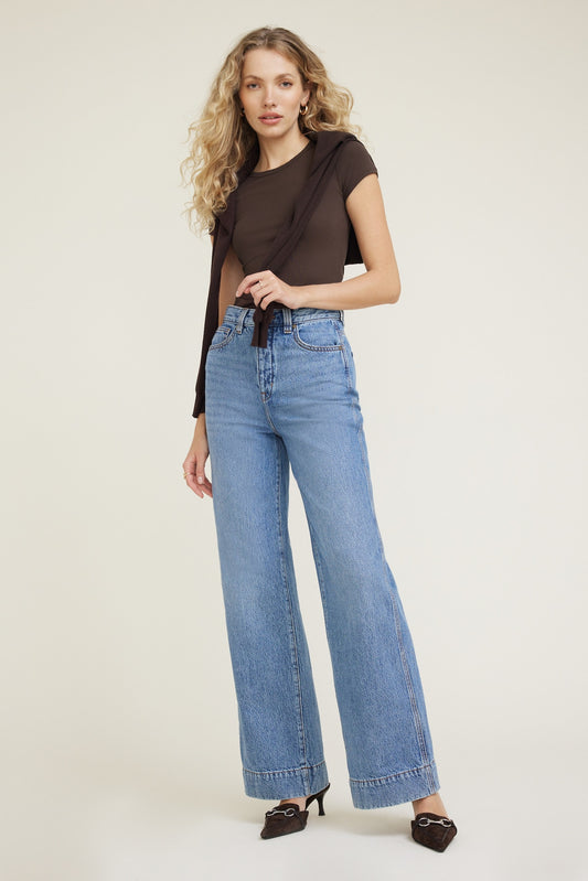 Dynamite Lennon Ultra High Rise Wide Leg Column Jeans Blue