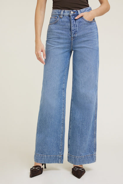 Dynamite Lennon Ultra High Rise Wide Leg Column Jeans Blue