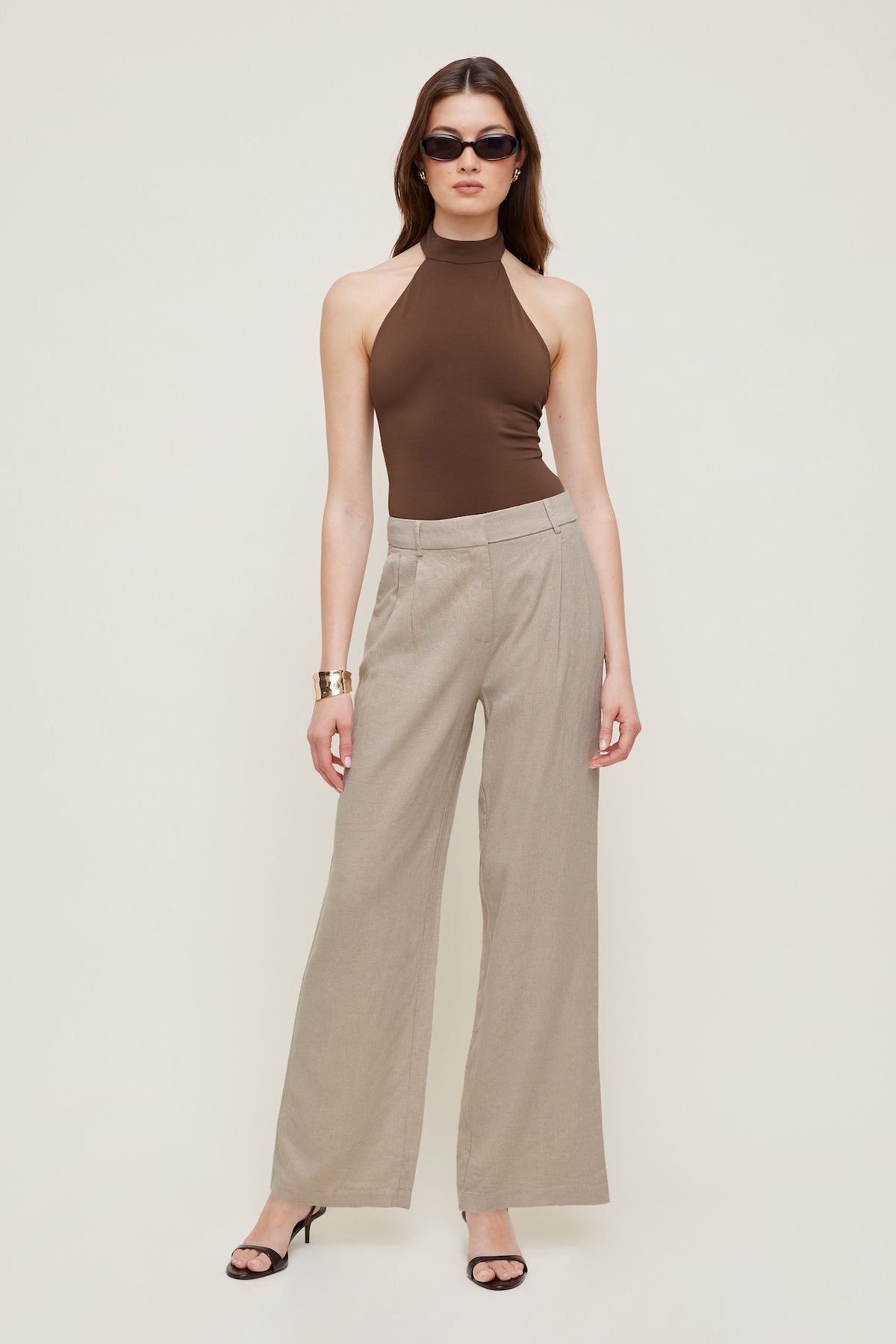 Dynamite Sculpt Halter Neck Bodysuit Brown