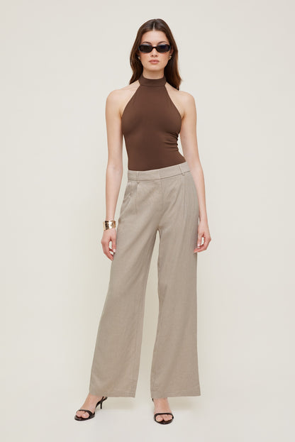 Dynamite Sculpt Halter Neck Bodysuit Brown