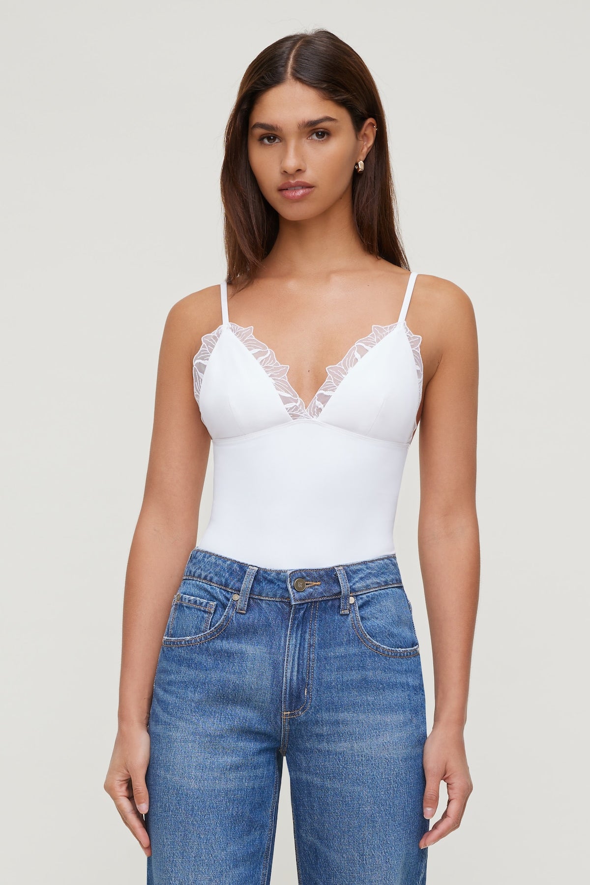 Dynamite Lace Trim Bodysuit White
