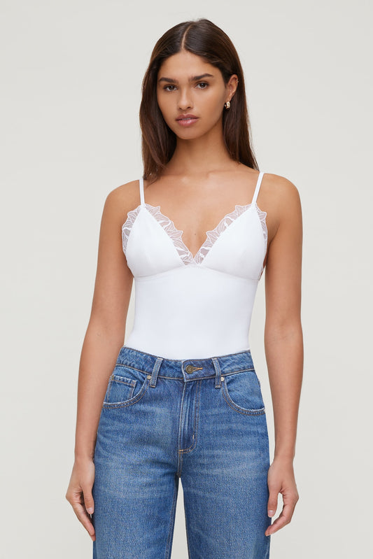 Dynamite Lace Trim Bodysuit White